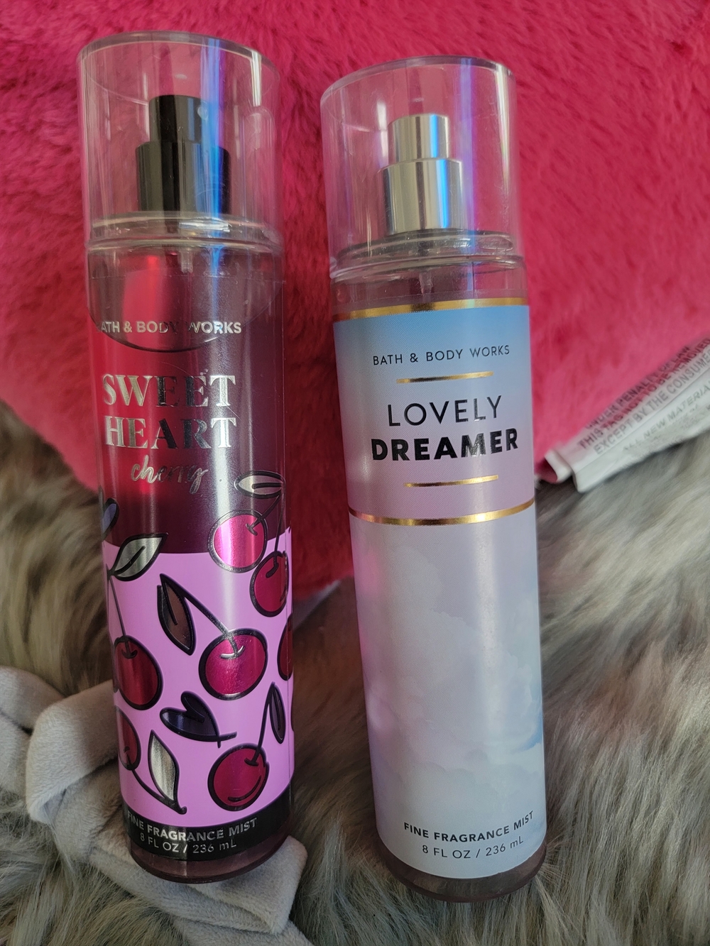 NEW Bath & Body Works 3 SET Sweet Heart Cherry, Lovely Dreamer Mist,& Pink Heart